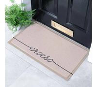 Artsy Mats Croeso Scribbly Indoor Outdoor Doormat (70 x 40cm) in Beige | Size: 40 cm x 70 cm Artsy Mats Beige 40 cm x 70 cm