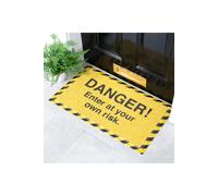 Artsy Mats Danger Enter At Your Own Risk Doormat (70 x 40cm) in Yellow | Size: 40 cm x 70 cm Artsy Mats Yellow 40 cm x 70 cm