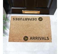 Artsy Mats - Departures Doormat - Made from Tufted Coconut Fibre - Non-Slip Natural Rubber Backed Door Mats Indoor - Heavy Duty, Decorative Outdoor Mats (60x40cm)
