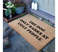 Artsy Mats Dog Barks At Ugly People Coir Doormat (90 x 60cm) in Brown | Size: 90 cm x 60 cm Artsy Mats Brown 90 cm x 60 cm