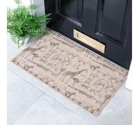 Artsy Mats Elephant Vintage Pattern Indoor & Outdoor Doormat - 70x40cm in Beige | Size: 40 cm x 70 cm Artsy Mats Beige 40 cm x 70 cm