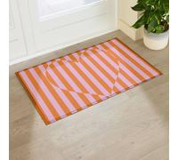 Artsy Mats Elizabeth Olwen Heart Stripe Indoor/Outdoor Doormat (90x60cm) in Pink | Size: 60 x 90 cm Artsy Mats Pink 60 x 90 cm