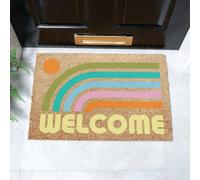 Artsy Mats Elizabeth Olwen Welcome Rainbow Coir Doormat (60x40cm) in Tan | Size: 40 x 60 cm Artsy Mats Tan 40 x 60 cm