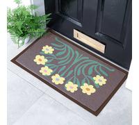 Artsy Mats Elizabeth Olwen Yellow Flowers Indoor/Outdoor Doormat (70x40cm) in Brown | Size: 40 cm x 70 cm Artsy Mats Brown 40 cm x 70 cm