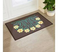 Artsy Mats Elizabeth Olwen Yellow Flowers Indoor/Outdoor Doormat (90x60cm) in Brown | Size: 60 x 90 cm Artsy Mats Brown 60 x 90 cm