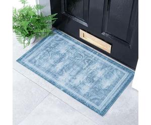 Artsy Mats Faded Blue Persian Style Pattern Indoor & Outdoor Door Mat - Incredibly & Weatherproof Doormats - Non Slip Mat, (70x40 cm)