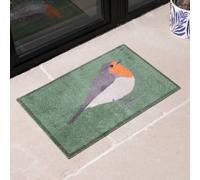 Artsy Mats Green Robin Indoor Washable Doormat | Size: 40 cm x 60 cm Artsy Mats Green 40 cm x 60 cm