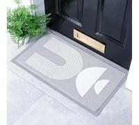 Artsy Mats Grey Half Moon Abstract Pattern Indoor & Outdoor Door Mat - Incredibly Durable & Weatherproof Doormats - Non Slip Mat, (70x40 cm)