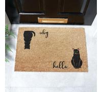 Artsy Mats Hello Bye Cats Doormat (60 x 40cm) in Brown | Size: 40 cm x 60 cm Artsy Mats Brown 40 cm x 60 cm