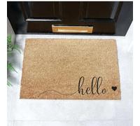 Artsy Mats - Hello Scribble Heart Doormatt - Features Tufted Coconut Fibre - Non-Slip Rubber Backed Doormats - Heavy Duty, Decorative OutDoormats, (60x40cm)