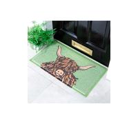 Artsy Mats Highland Cow Doormat (70 x 40cm) in Green | Size: 40 cm x 70 cm Artsy Mats Green 40 cm x 70 cm