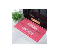 Artsy Mats Hopeless Romantic Lives Here Doormat (70 x 40cm) in Pink | Size: 40 cm x 70 cm Artsy Mats Pink 40 cm x 70 cm