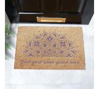 Artsy Mats - Inner Peace Doormat - Made from Tufted Coconut Fibre - Non-Slip Natural Rubber Backed Door Mats Indoor - Heavy Duty, Decorative Outdoor Mats (60x40cm)