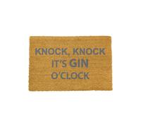 Artsy Mats Knock Knock It's O'Clock Grey Doormat | Size: 40 cm x 60 cm Artsy Mats Grey 40 cm x 60 cm