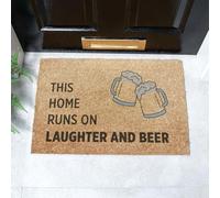 Artsy Mats - Laughter and Beer Doormat - Made from Tufted Coconut Fibre - Non-Slip Natural Rubber Backed Door Mats Indoor - Heavy Duty, Decorative Outdoor Mats (60x40cm)