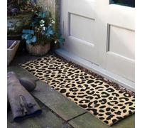 Artsy Mats - Leopard Print Double Door/Patio Coir Door Mat - Made from Tufted Coconut Fibre - Non-Slip Natural Rubber Backed Door Mats Indoor - Decorative Outdoor Mats, (120x40cm)