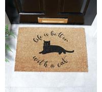 Artsy Mats Life Is Better With A Cat Doormat (60 x 40cm) in Brown | Size: 40 cm x 60 cm Artsy Mats Brown 40 cm x 60 cm