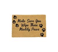 Artsy Mats Make Sure You Wipe Those Muddy Paws Doormat in Black | Size: 40 cm x 60 cm Artsy Mats Black 40 cm x 60 cm