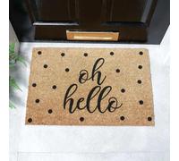 Artsy Mats - Oh Hello Doormat - Made from Tufted Coconut Fibre - Non-Slip Natural Rubber Backed Door Mats Indoor - Heavy Duty, Decorative Outdoor Mats (60x40cm)