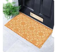 Artsy Mats Orange Floral Pattern Indoor & Outdoor Door Mat - Incredibly Durable & Weatherproof Doormats - Non Slip Mat, (70x40 cm)