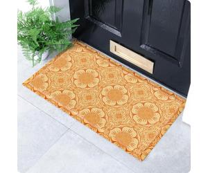 Artsy Mats Orange Floral Pattern Indoor & Outdoor Door Mat - Incredibly Durable & Weatherproof Doormats - Non Slip Mat, (70x40 cm)