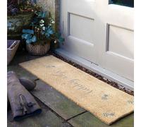 Artsy Mats Patio Grey Bee Happy Double Doormat in Beige | Size: 40 cm x 120 cm Artsy Mats Beige 40 cm x 120 cm