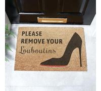 Artsy Mats - Please Remove Your Louboutins Doormat - Made from Tufted Coconut Fibre - Non-Slip Natural Rubber Backed Door Mats Indoor - Heavy Duty, Decorative Outdoor Mats (60x40cm)