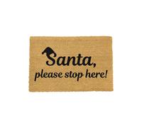Artsy Mats Santa Please Stop Here Doormat in Black | Size: 40 cm x 60 cm Artsy Mats Black 40 cm x 60 cm
