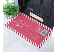 Artsy Mats Santa Stop Here Indoor Outdoor Doormat (70 x 40cm) in Red | Size: 40 cm x 70 cm Artsy Mats Red 40 cm x 70 cm