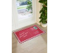 Artsy Mats Santa Stop Here Indoor Outdoor Doormat (90 x 60cm) in Red | Size: 60 cm x 90 cm Artsy Mats Red 60 cm x 90 cm