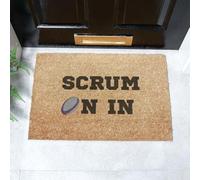 Artsy Mats - Scrum On In Doormat - Made from Tufted Coconut Fibre - Non-Slip Natural Rubber Backed Door Mats Indoor - Heavy Duty, Decorative Outdoor Mats (60x40cm)