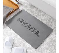 Artsy Mats - Shower Grey Stone Non-Slip Bath Mat - Super Absorbent, Quick Drying, and Durable Stone Bath Mat - Slip-Resistant Rubber Base, Easy to Clean - Absorbent Stone Mat (Grey, 60 x 39cm)