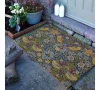 Artsy Mats Strawberry Thief William Morris Doormat (90 x 60cm) in Brown | Size: 90 cm x 60 cm Artsy Mats Brown 90 cm x 60 cm