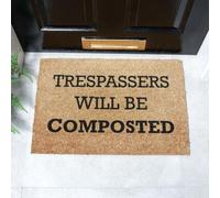 Artsy Mats Trespassers Will Be Composted Doormat in Black | Size: 40 cm x 60 cm Artsy Mats Black 40 cm x 60 cm