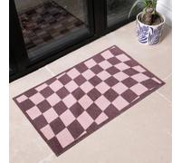 Artsy Mats Wavey Checkerboard Indoor Washable Doormat in Brown | Size: 40 cm x 60 cm Artsy Mats Brown 40 cm x 60 cm