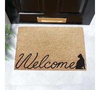 Artsy Mats - Welcome Cat Coir Doormat - Made from Tufted Coconut Fibre - Non-Slip Natural Rubber Backed Doormats Indoor - Heavy Duty, Decorative OutDoormats, (60x40cm)