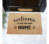Artsy Mats Welcome To Our Paw-Some Home Doormat (60 x 40cm) in Brown | Size: 40 cm x 60 cm Artsy Mats Brown 40 cm x 60 cm