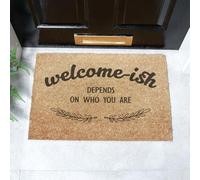 Artsy Mats - Welcomish Doormat - Made from Tufted Coconut Fibre - Non-Slip Natural Rubber Backed Door Mats Indoor - Heavy Duty, Decorative Outdoor Mats (60x40cm)
