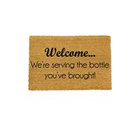 Artsy Mats We're Serving the Bottle you've Brought Doormat in Black | Size: 40 cm x 60 cm Artsy Mats Black 40 cm x 60 cm