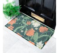 Artsy Mats William Morris Red Flower Pattern - Decorative Heavy Duty Doormats - Washable Dirt Trapper Non Slip Mats, 90x60cm