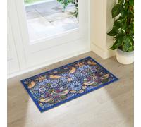Artsy Mats William Morris Strawberry Thief Indoor Washable Doormat 80x50cm in Blue | Size: 50 cm x 80 cm Artsy Mats Blue 50 cm x 80 cm
