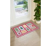 Artsy Mats Winter Stamps Indoor Outdoor Doormat (90 x 60cm) in Red | Size: 60 cm x 90 cm Artsy Mats Red 60 cm x 90 cm