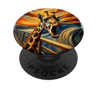Artsy Scream Parody Giraffe Funny Surreal Artwork Giraffe PopSockets Adhesive PopGrip