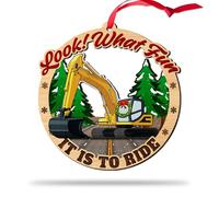 ARTSYWIX Funny Excavator Ornament for Christmas Tree, Yellow Excavator Gift for Boys Girls Children, Construction Truck Ornament, Heavy Equipment Construction Worker Gifts for Excavator Lovers Husband
