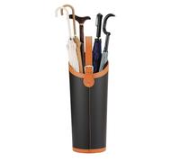 ARTSZY Large Capacity Leather Umbrella Stand, Holds 10 Umbrellas, Oval Shape, 20X57cm/7.9x22.4in, Black, Leather, Stand