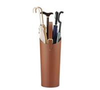 ARTSZY Large Capacity Leather Umbrella Stand, Holds 10 Umbrellas, Oval Shape, Removable Drip Tray, Brown, 20X57cm/7.9x22.4in
