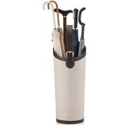 ARTSZY Large Capacity Leather Umbrella Stand, Holds 10 Umbrellas, Oval Shape, Removable Drip Tray, Easy to Move, Beige, 20X57cm/7.9x22.4in