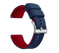 Artthurse 20mm 22mm Quick Release Silicone Replacement Strap for Men Women Soft Breathable Waterproof, Dark Blue, Red and Silver, 22 mm, Casual