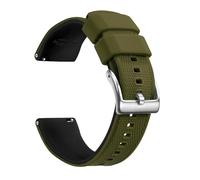 Artthurse 20mm 22mm Quick Release Silicone Watch Band for Men Women Replacement Strap Soft Rubber Breathable Waterproof, Olive Green Black & Silver, 22 mm, Casual