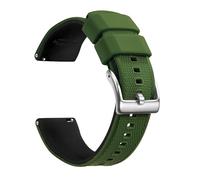 Artthurse Silicone Watch Bands Quick Release 18mm, 20mm, 22mm for Men and Women Replacement Rubber Watch Band Soft Breathable Waterproof Sport Watchbands Straps, Army Green Black & Silver, 22 mm